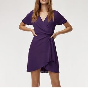 Aritzia - Babaton - Short Sleeve Wrap Wallace Dress - Purple - Small
